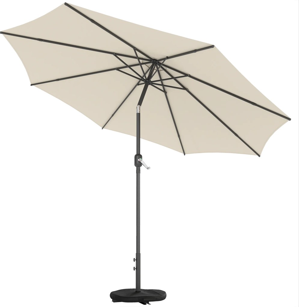 Outsunny Parasol Ø300 cm z regulacją nachylenia, balkonowy z korbą, UV 30+, składany, kremowy | Aosom PL