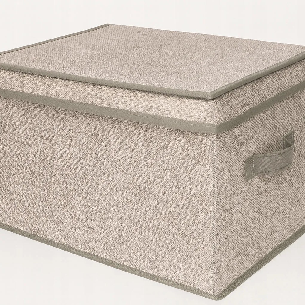 Organizer Tekstylny Szary Pudełko z Pokrywą 40x30x25cm do Szafy Garderoby