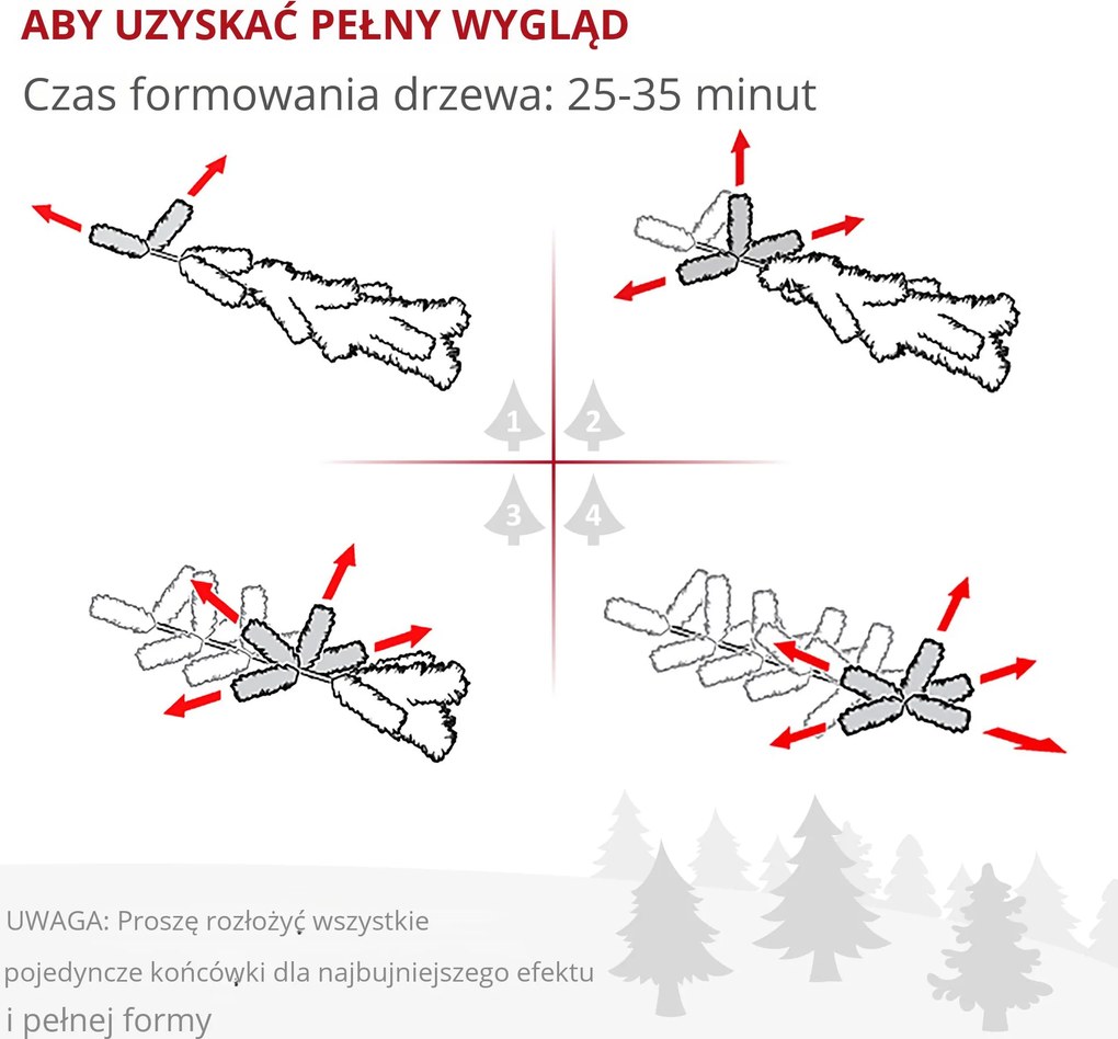 HOMCOM Sztuczna Choinka, 1,80 m, z 523 Gałązkami i Efektem Śniegu, Realistyczny Wygląd, Smukła Forma | Aosom PL
