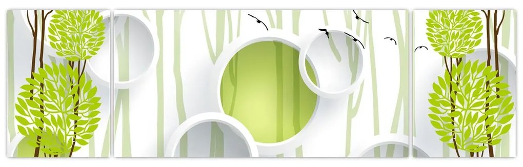 Obraz abstrakcji z drzewami (170x50 cm)