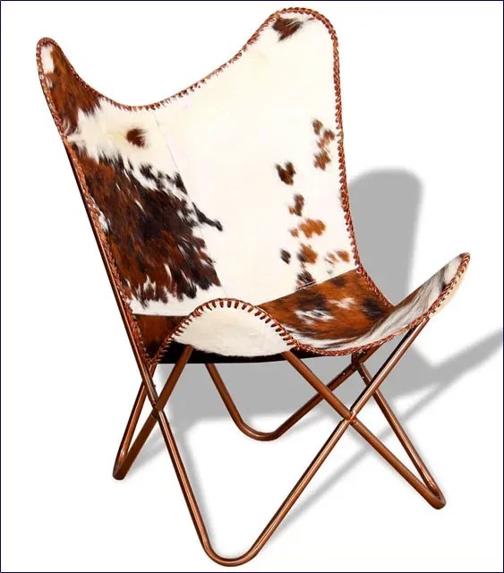 Brązowo biały fotel butterfly retro C1-L33