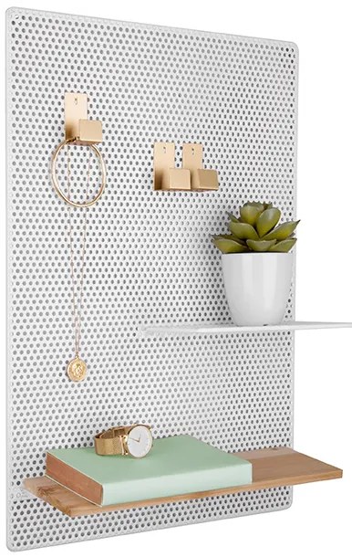 Tablica na notatki PERKY MESH, półeczki + haczyki, 52 x 35 cm