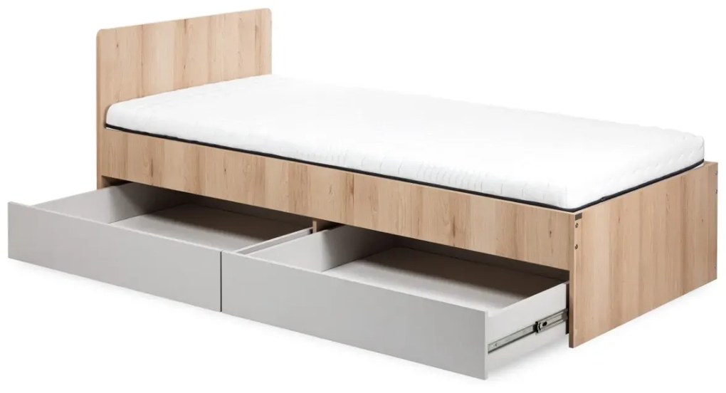 Łóżko młodzieżowe DALIA 90x200 buk/szare LITTLE SKY