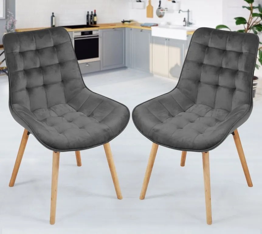 MIADOMODO Zestaw krzeseł do jadalni, ciemnoszary 2 sztuki