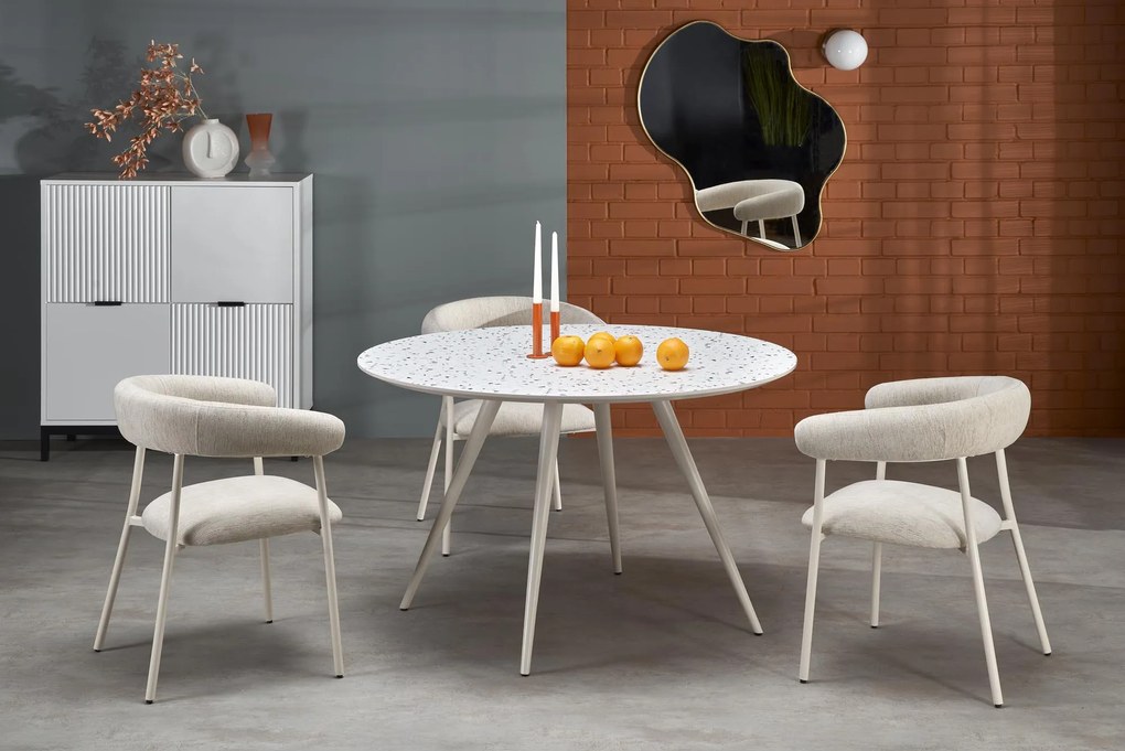 ARAMIS Stół jadalniany Okrągły 4-osobowy Lastryko Biały Nowoczesny fi.120cm