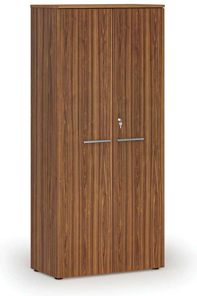 Szafa biurowa z drzwiami PRIMO WOOD, 800 x 420 x 1781 mm, orzech