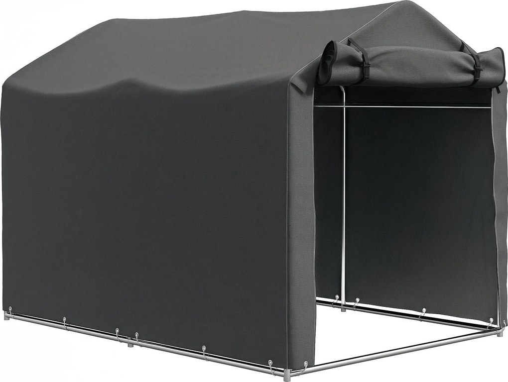 Outsunny Namiot garażowy, wodoodporny namiot z drzwiami, odporny na UV 220 x 157 x 165 cm Ciemnoszary