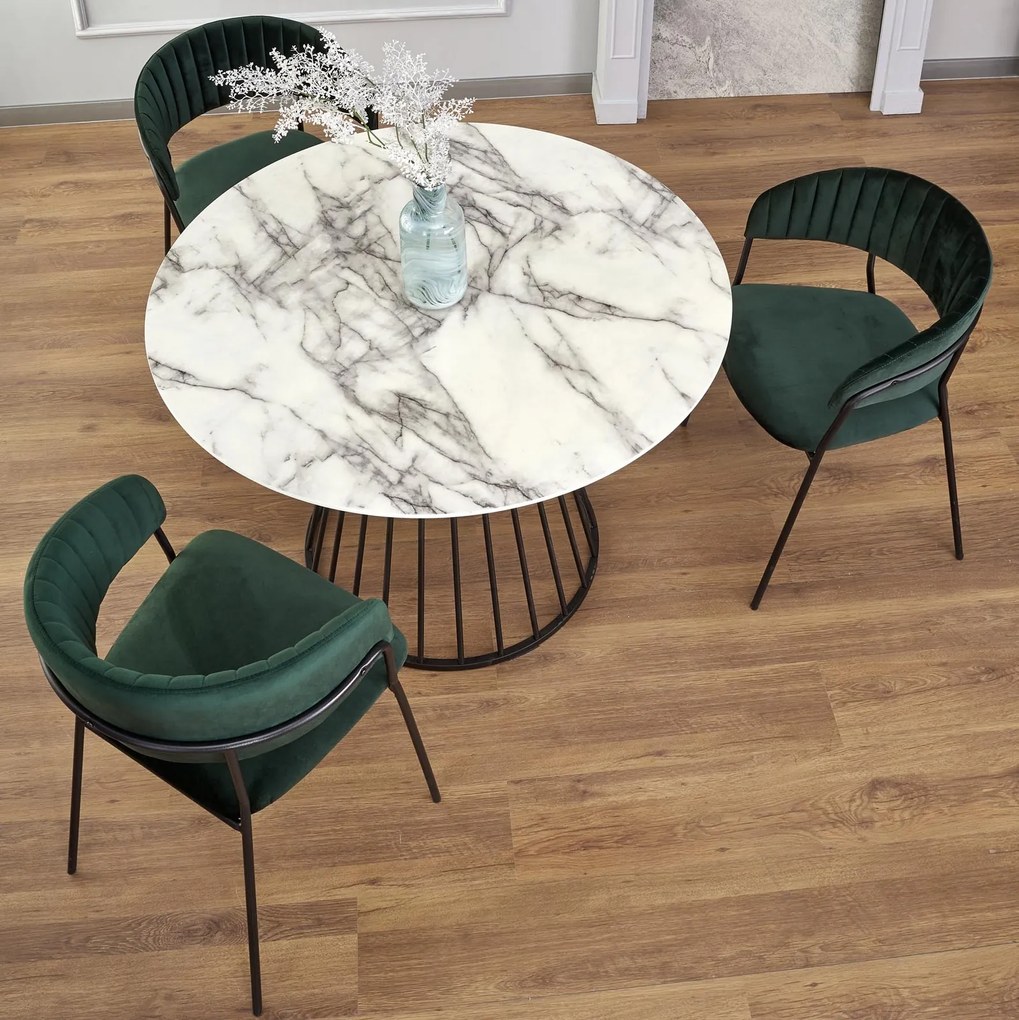 Designerski stół z drucianą podstawą Brodway imitacja marmuru