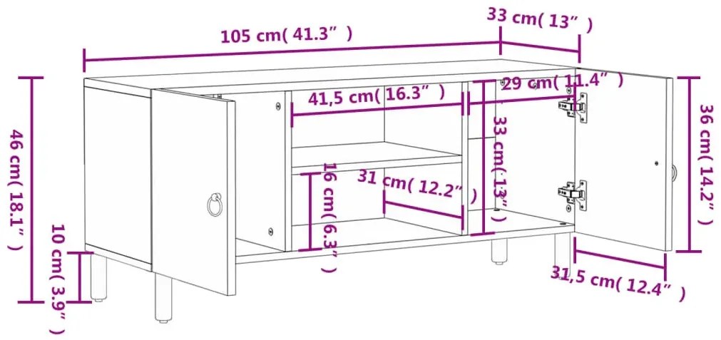 Drewniana szafka RTV na metalowych nóżkach S5-R90