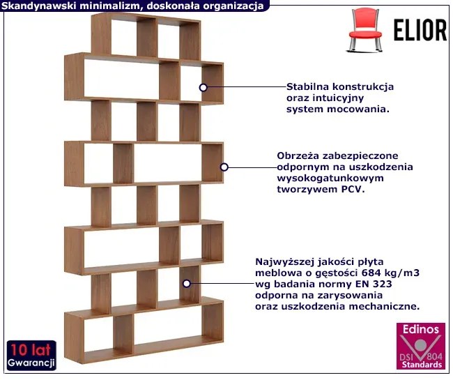 Minimalistyczny Regał Wiszący Lub Stojący W Kolorze Orzech L6-Z20