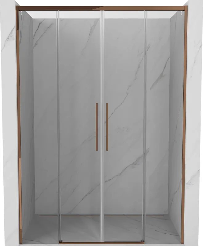 Mexen Rox Duo drzwi prysznicowe rozsuwane 140 cm, transparent, różowe złoto - 8C2-140-002-60-00