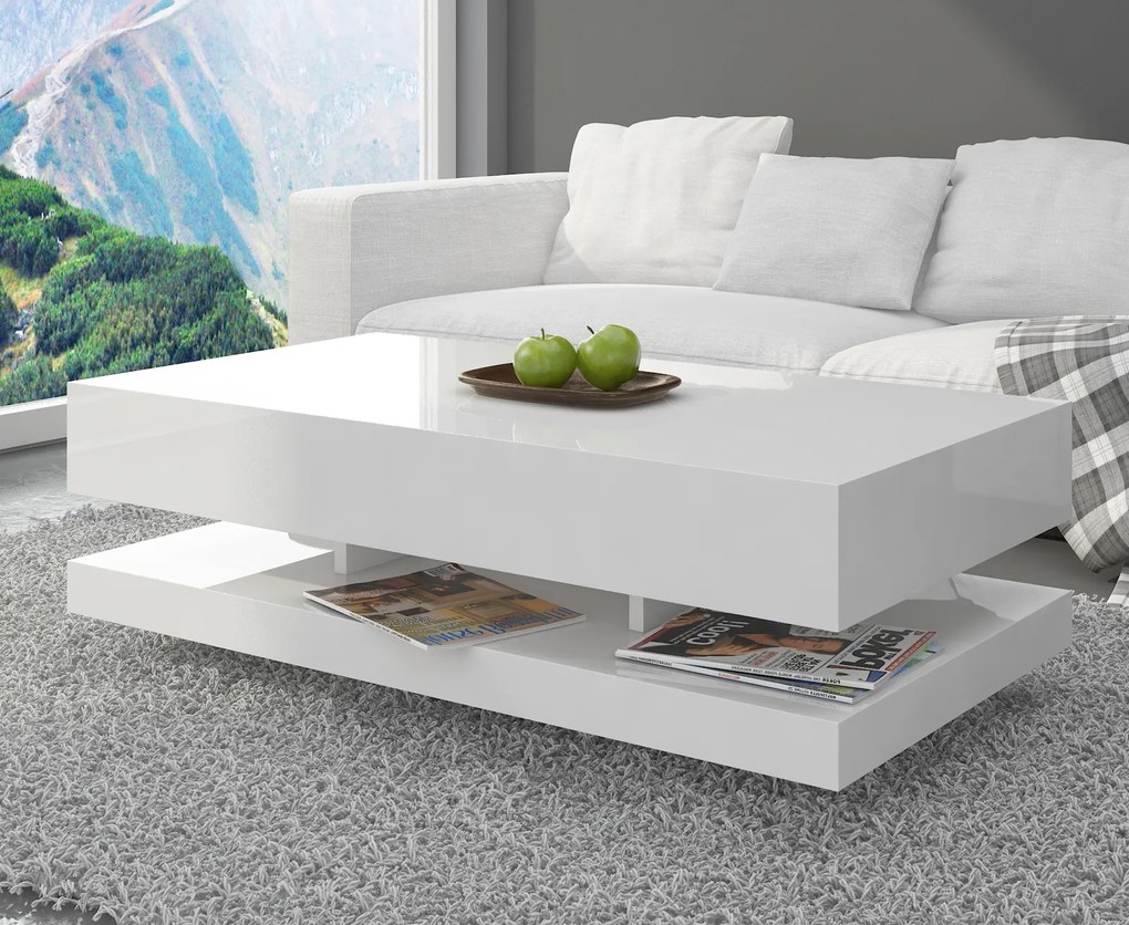 Stolik kawowy Tora 90x60 cm, kolor biały połysk