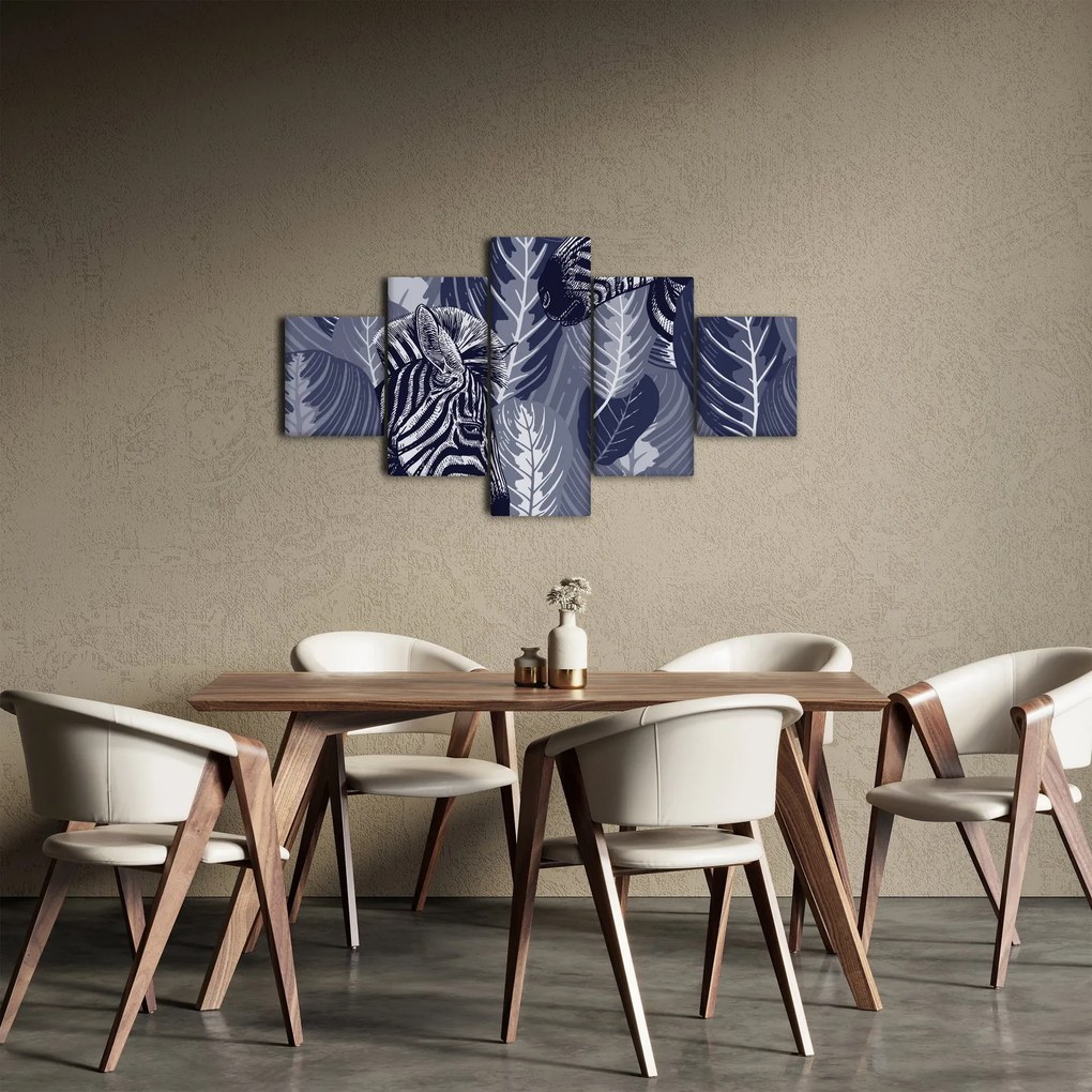 Obraz - Zebry wśród liści (125x70 cm)