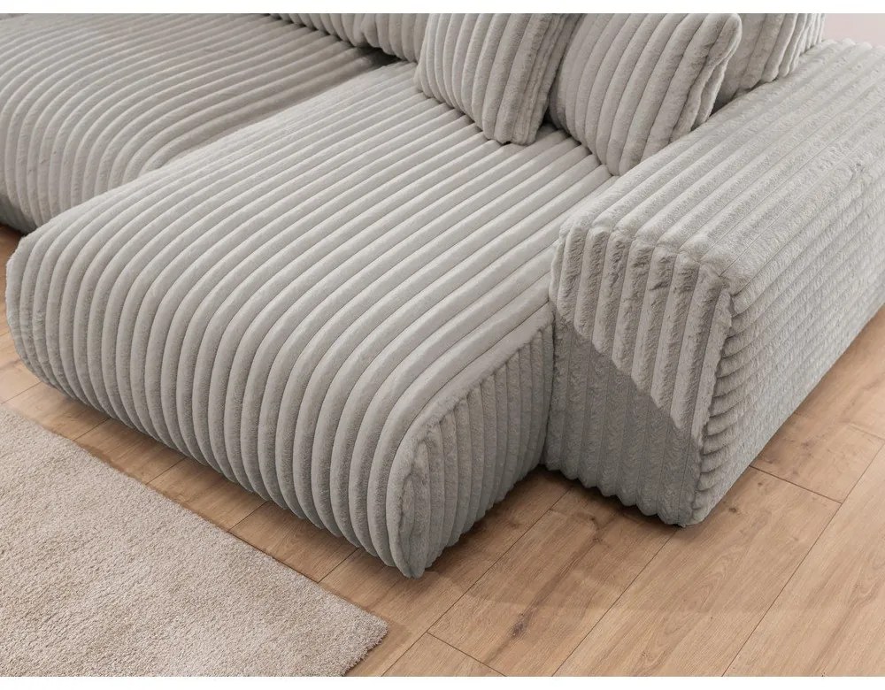 Jasnoszary sztruksowy narożnik (lewostronny/w kształcie litery U) Justin – Ropez