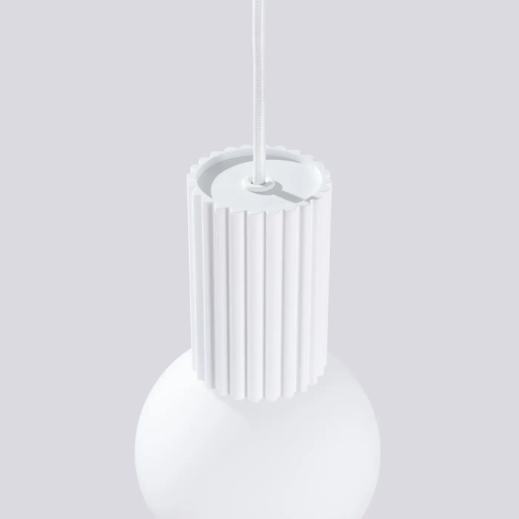 Lampa wisząca HALO 1 biała ryflowana SOLLUX  LIGHTING
