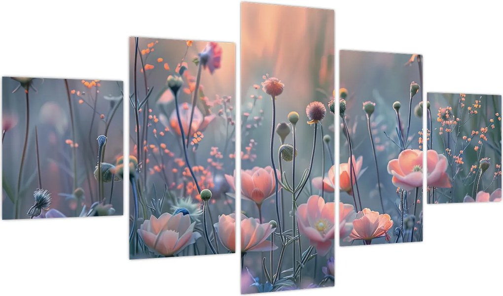 Obraz - Kwiaty w pastelowych kolorach (125x70 cm)