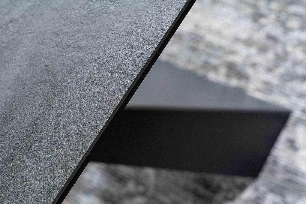 STÓŁ SALVADORE CERAMIC II  CIEMNY SZARY CORSO GREY / CZARNY MAT 120(180)X80 SIGNAL