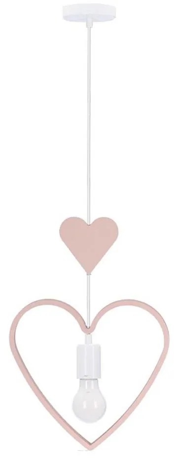 Dziecięca lampa wisząca na przewodzie HEART 1xE27/20W/230V różowa/biała