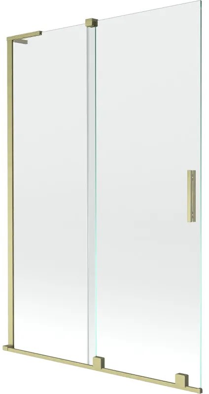 Mexen Velar L parawan nawannowy 2-skrzydłowy rozsuwany 120 x 150 cm, transparent, złoty szczotkowany - 896-120-003-01-55