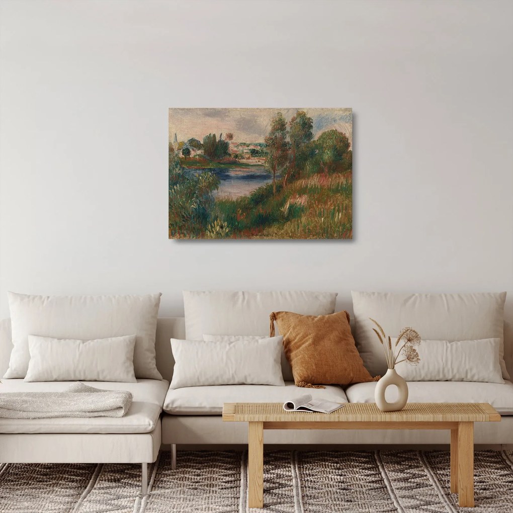 Obraz na szkle - Auguste Renoir, Landscape at Vetheuil, reprodukcje (70x50 cm)