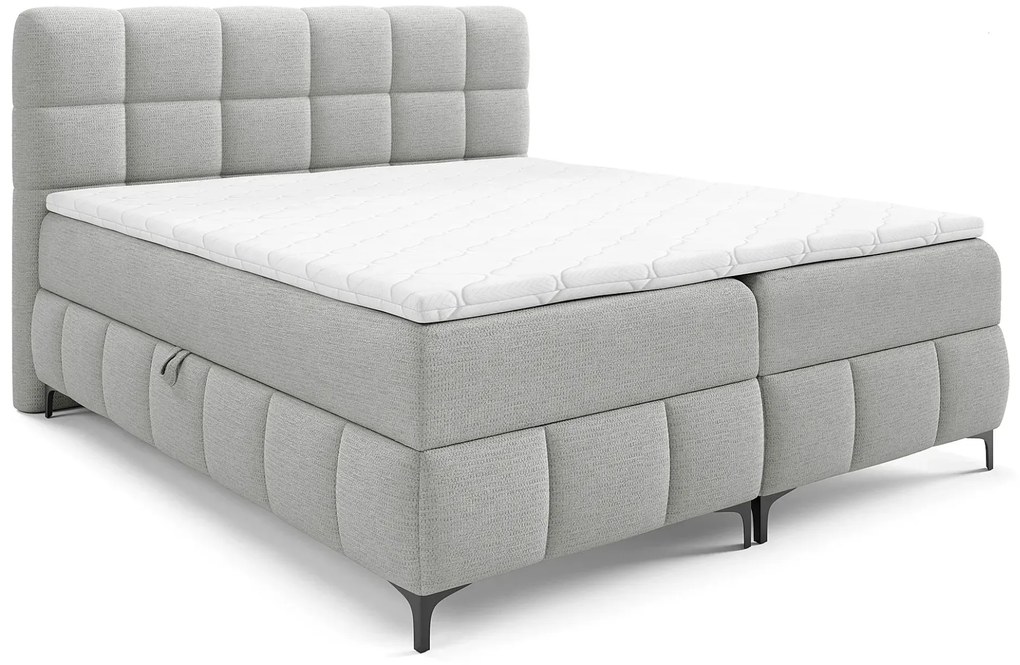 Jasnoszare pikowane łóżko kontynentalne 5 rozmiarów F4-C44