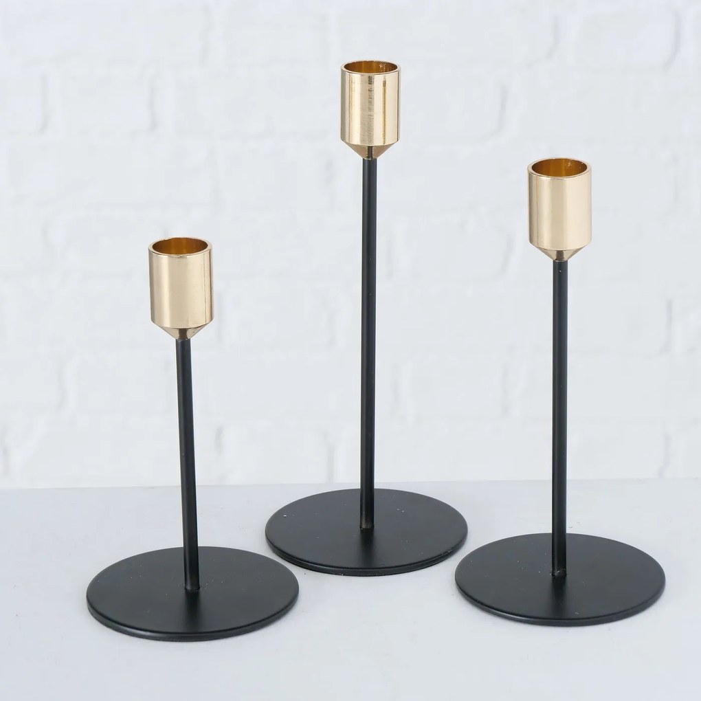 Świeczniki metalowe MARKO na jedną świecę, 3 sztuki