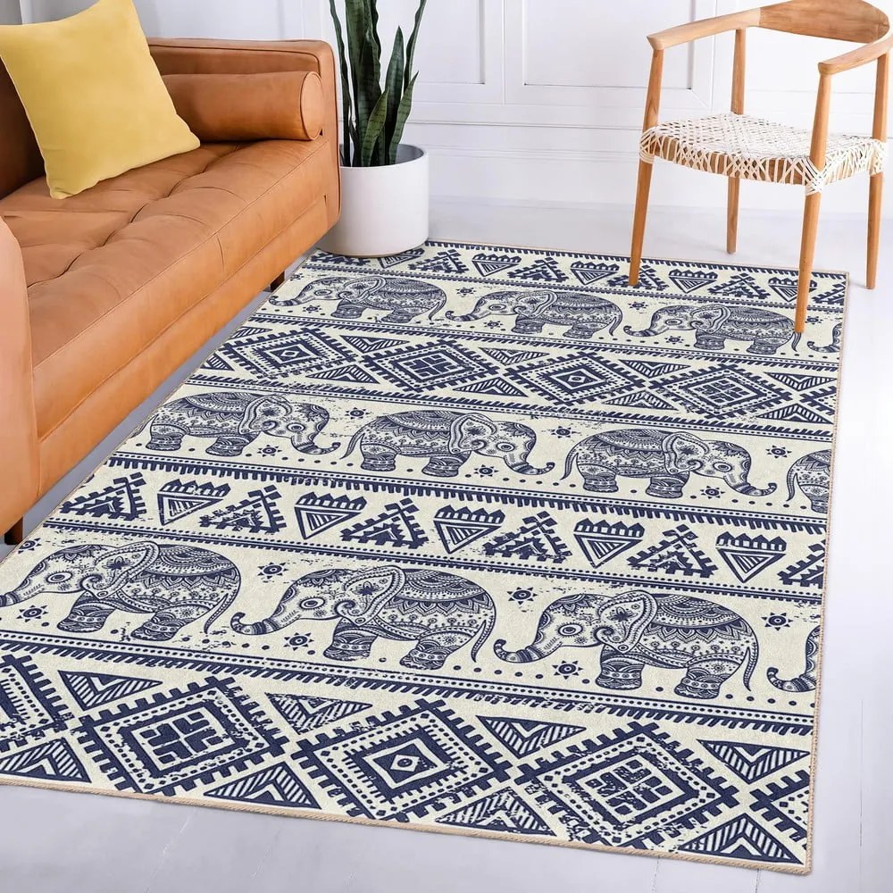 Niebieski dywan odpowiedni do prania 80x150 cm Elephant – Mila Home