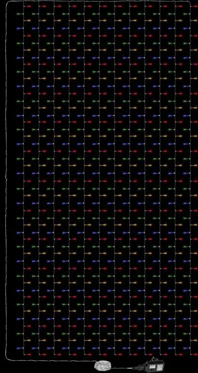 Świąteczna kurtyna świetlna - 3x6m, 600 LED, kolorowa