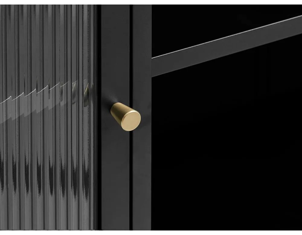 Czarna metalowa witryna 132x85 cm Bronco – Unique Furniture