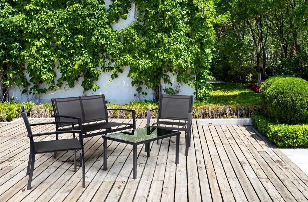 Zestaw mebli ogrodowych Aruba - 2 fotele, sofa, stolik, nowoczesne meble na taras i balkon