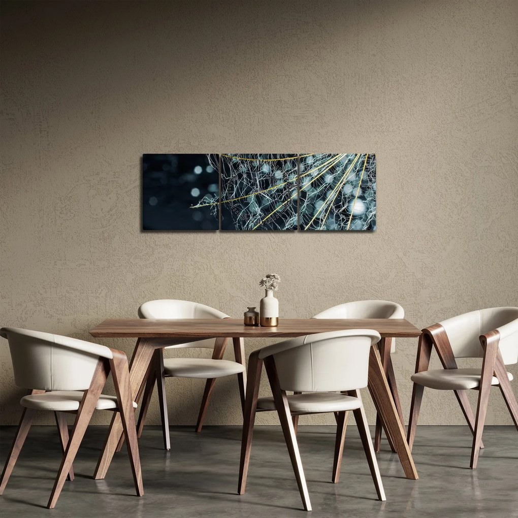 Obraz - Kwiat z pajęczyną (z zegarem) (90x30 cm)