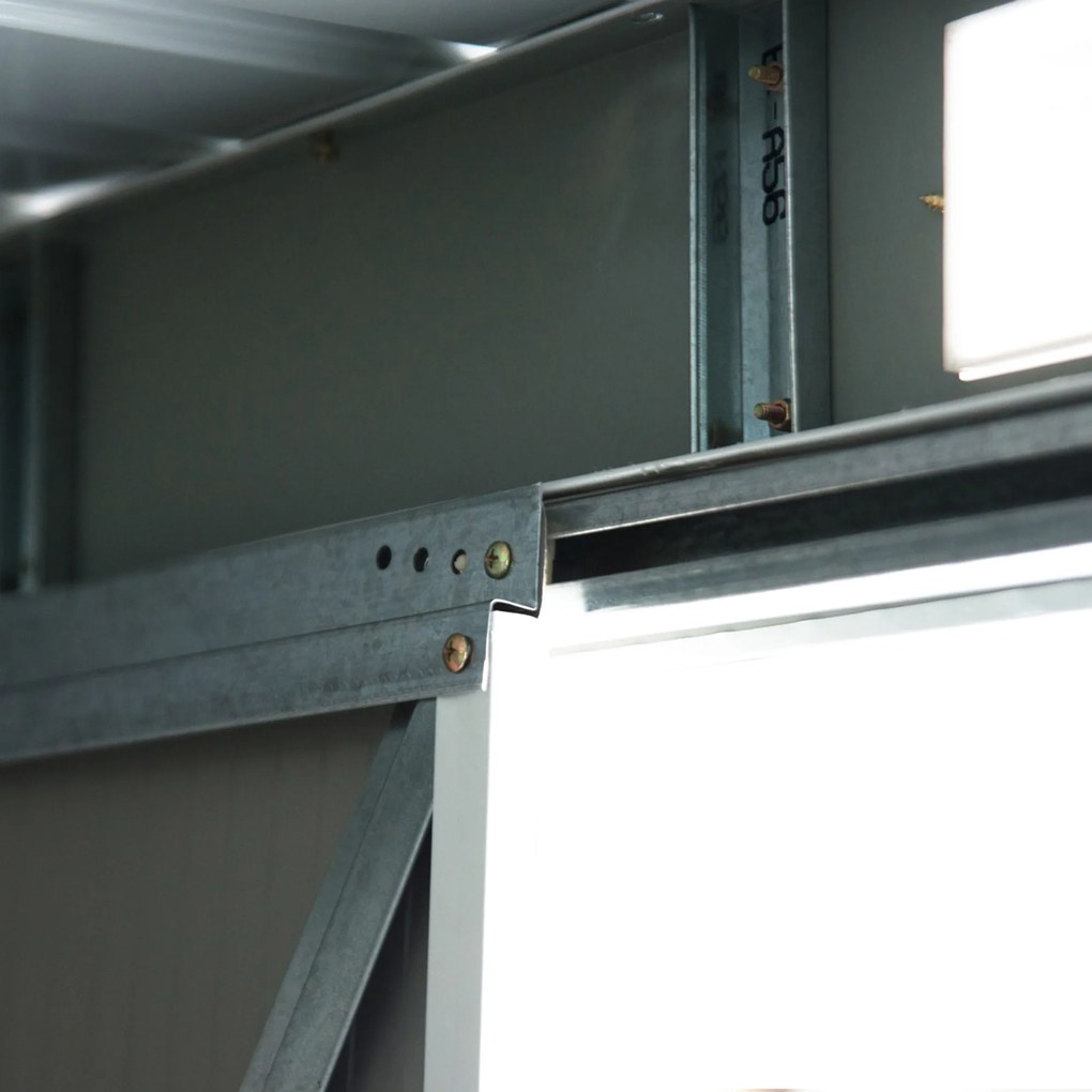 Outsunny domek narzędziowy z drzwiami przesuwnymi jasnozielony stalowy 280x130x172 cm funkcjonalna szopa na narzędzia | Aosom PL