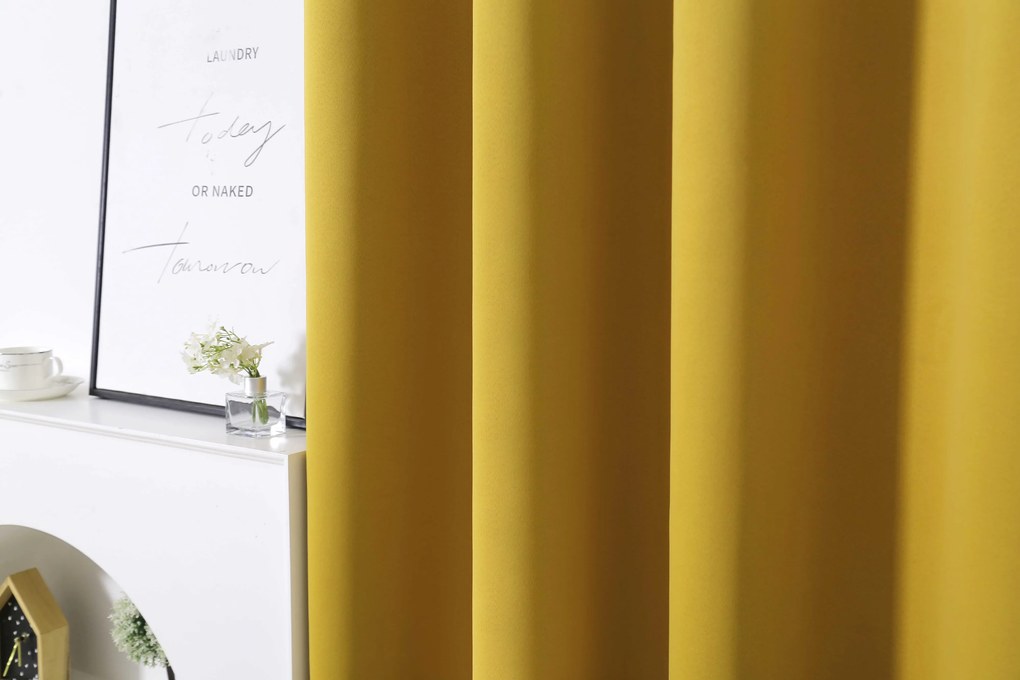 Żółta zasłona OXFORD 140x250 cm Zawieszanie: Taśma z wiązaniami