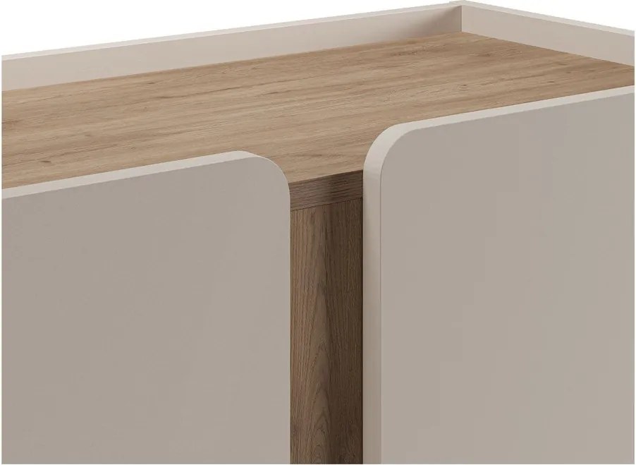 Kremowo-naturalna szafka w dekorze dębu 90x120x40 cm Lucile – Marckeric