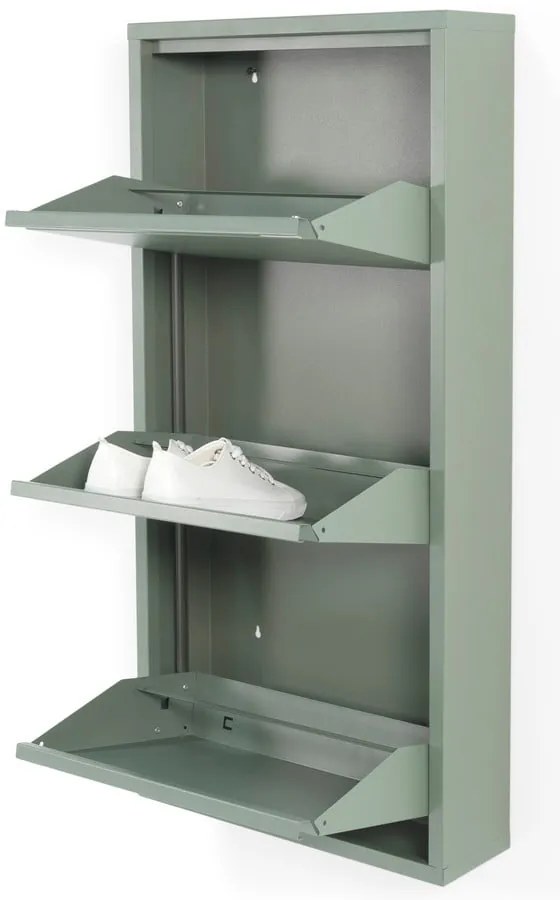 Zielonoszary metalowy regał na buty Billy – Spinder Design