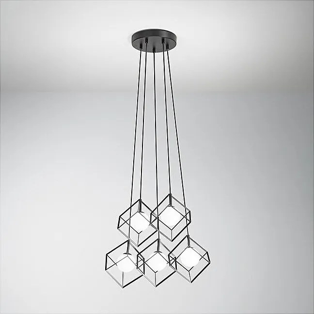 Metalowa lampa wisząca Perenz CUBE w kolorze matowej czerni - 5 żarówek G9