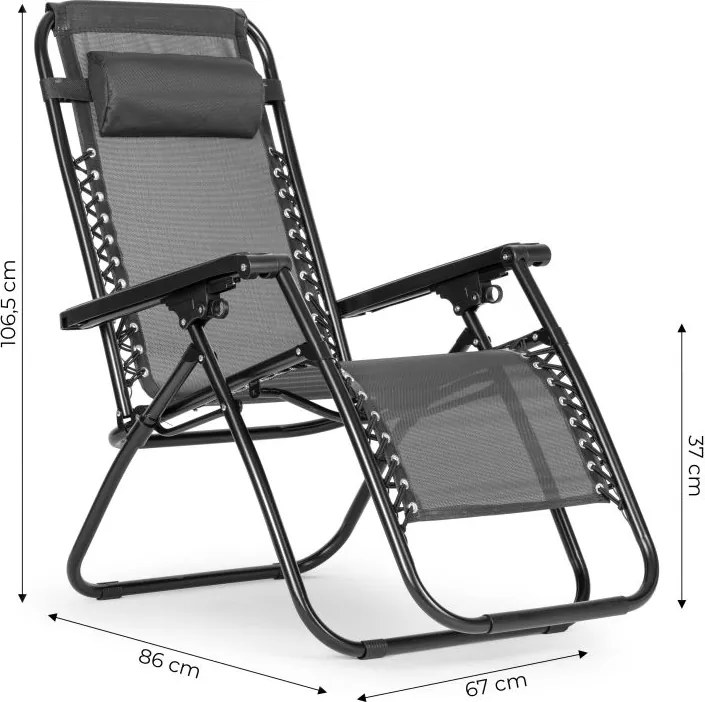Składany leżak ogrodowy, tarasowy Rimini 009, szary