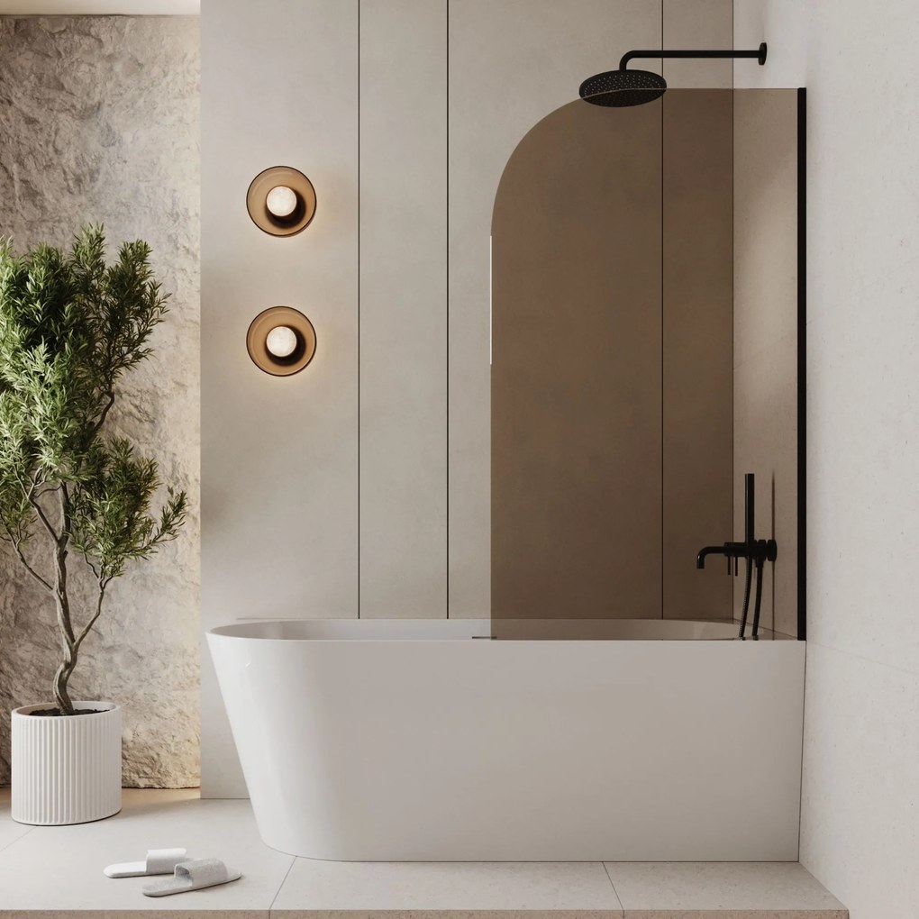 Parawan nawannowy półokrągły MOLIS Moon Brown szkło brązowe | Różne rozmiary : Kolor profili kabiny - złoty szczotkowany, Rozmiar - 70x140 cm