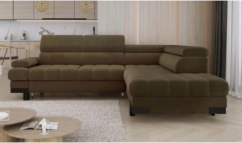 Narożnik SELVA L z funkcją spania i pojemnikiem Prawostronny w tkaninie SALVADOR 14 WERSAL