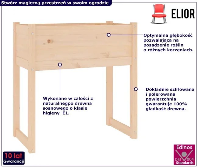 Drewniana prostokątna donica ogrodowa W6-L81