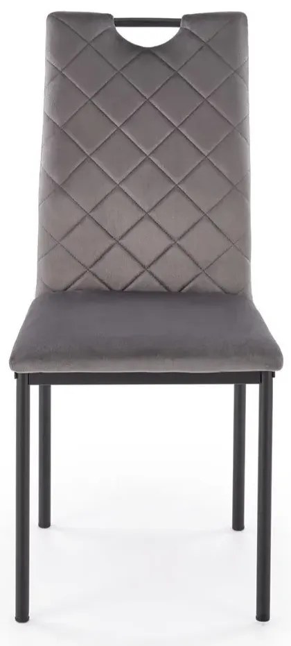 Krzesło tapicerowane K577 VELVET szare/czarne HALMAR
