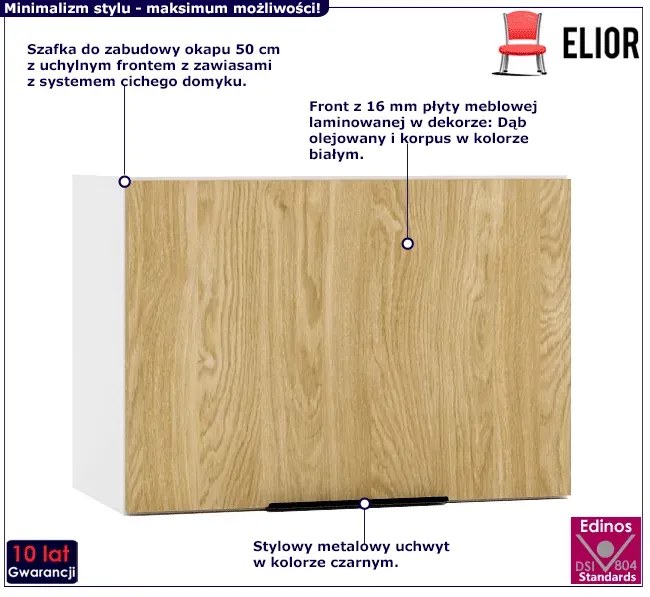 Szafka kuchenna okapowa 50 cm dąb olejowany - Bixor 28X