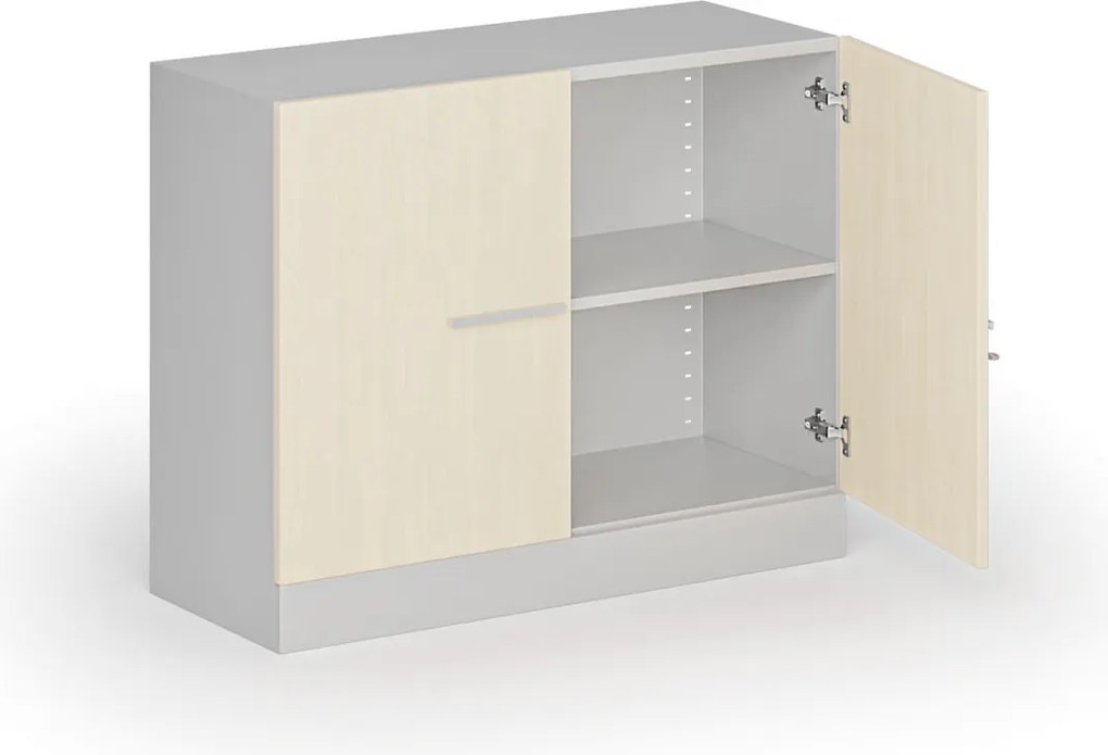 Metalowa szafa z drewnianymi drzwiami, demontowana, 800 x 1000 x 400 mm, brzoza