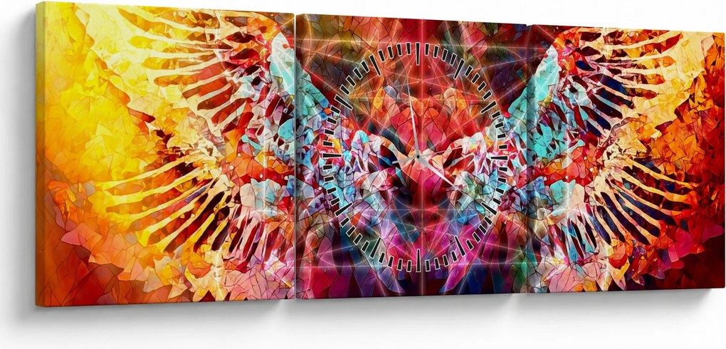 Obraz - Merkaba ze skrzydłami, abstrakcja (z zegarem) (90x30 cm)