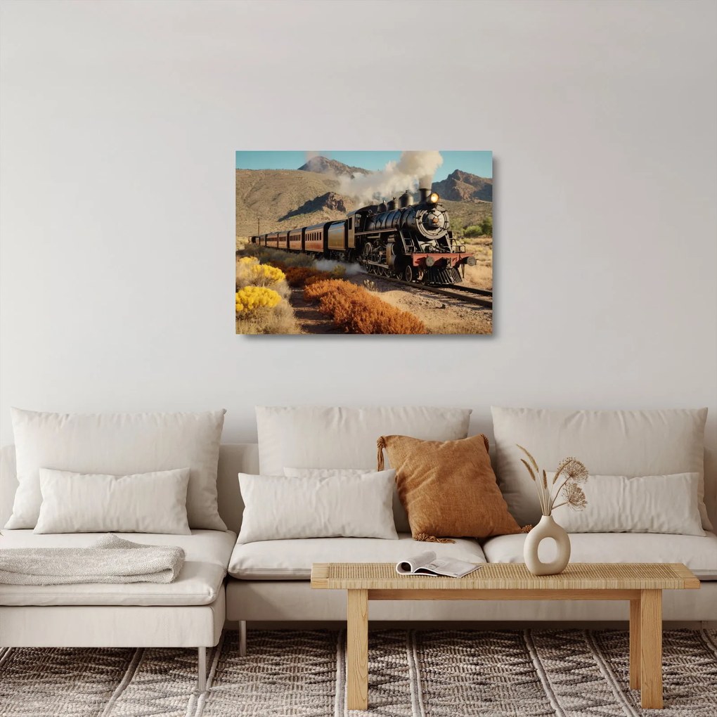 Obraz na szkle - Lokomotywa parowa (70x50 cm)
