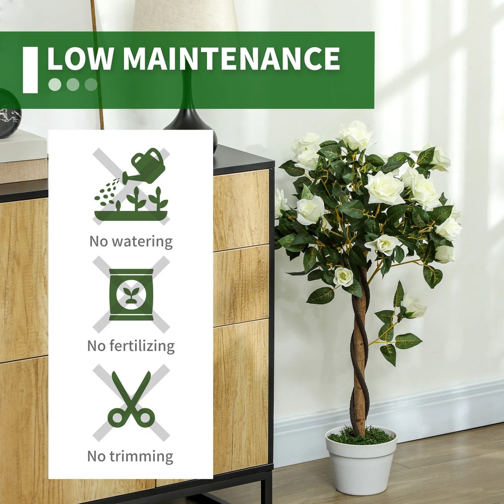 Outsunny Sztuczny krzew, Sztuczna roślina w doniczce cementowej, sztuczna roślina