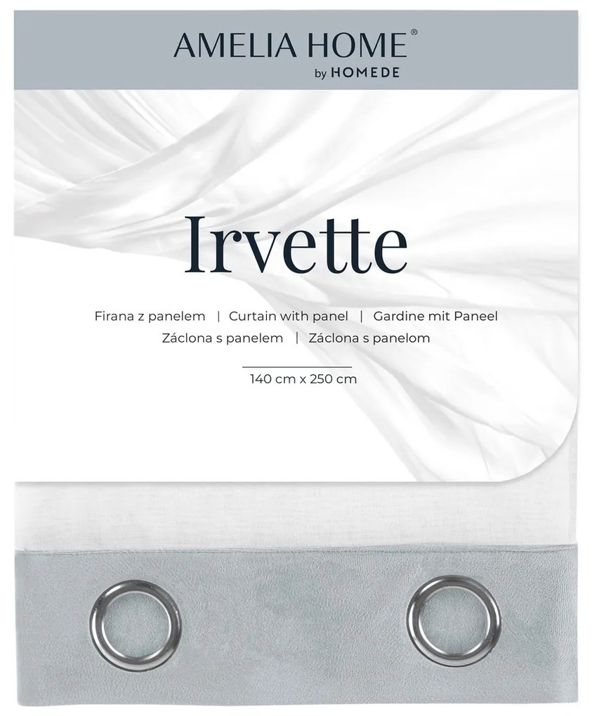 AmeliaHome Firanka Irvette Eyelets srebrny, 140 x 250 cm