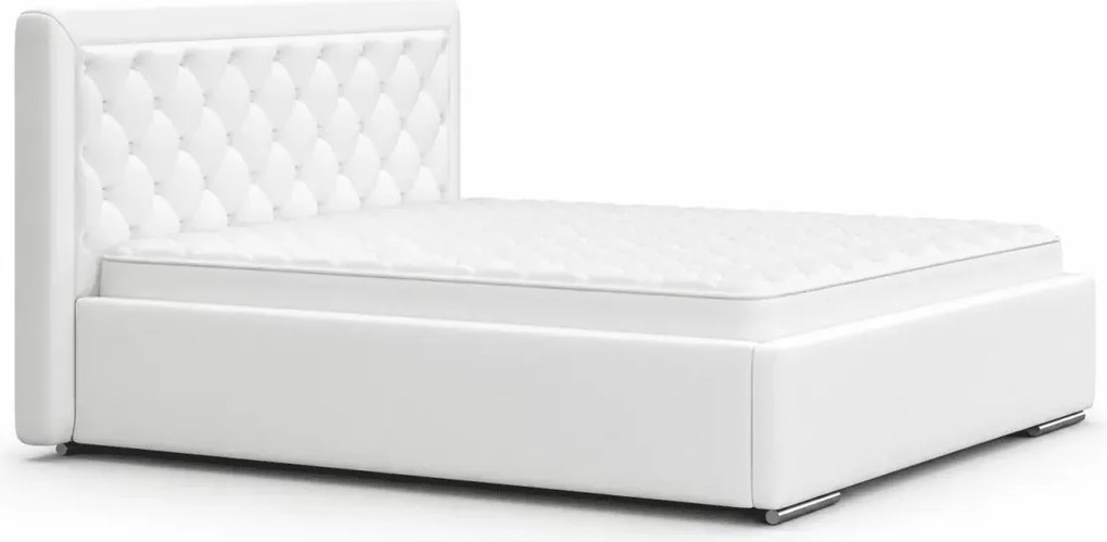 Łóżko ze stelażem Usilia 160x200 - dwuosobowe łoże tapicerowane w stylu chesterfield z pikowanym zagłówkiem w tkaninie do wyboru