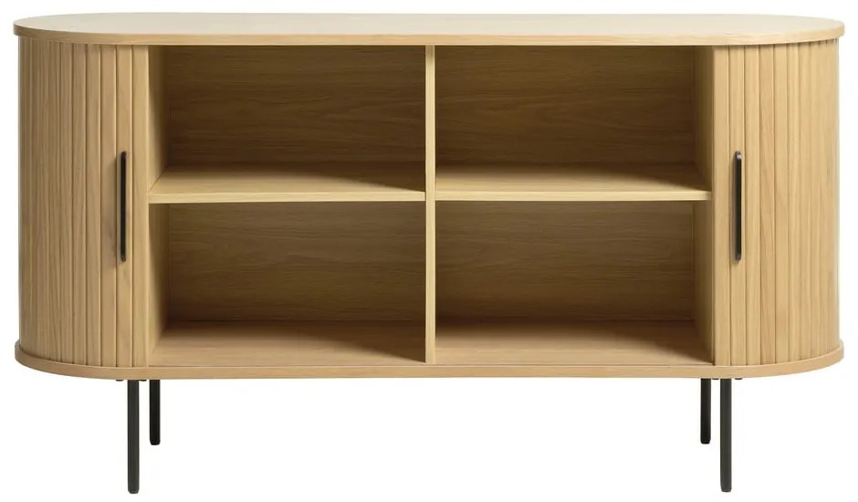 Niska komoda w dekorze dębu z drzwiami przesuwnymi 140x76 cm Nola – Unique Furniture