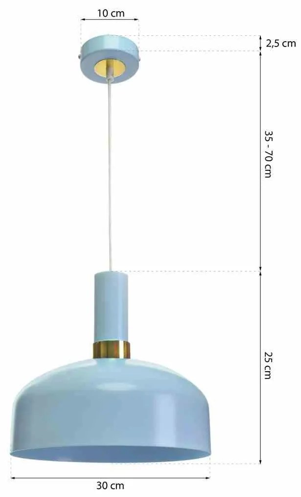 Lampa wisząca MALMO BLUE 1xE27, niebieska, pojedyncza,